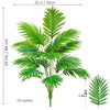 A realistic artificial palm tree featuring vibrant green silk leaves and a slender trunk.