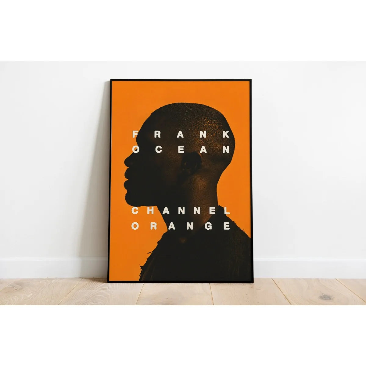 Orange canvas print featuring a silhouette of Frank Ocean's profile with the text CHANNEL ORANGE.
