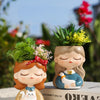 Resin Cartoon Girl Flower Planter