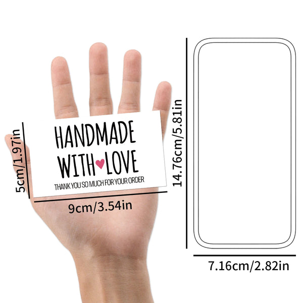 A hand holds a handmade thank you card with the text I thank you so much for your order