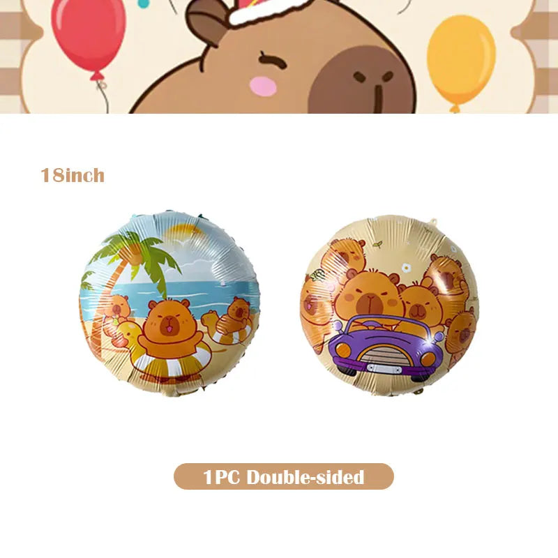 Double-sided balloon decoration kit featuring a panda and a purple car design