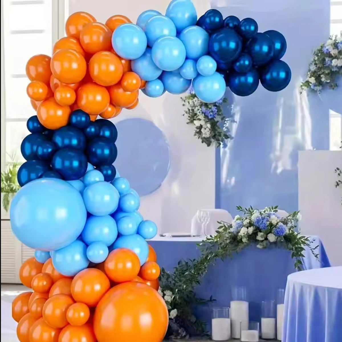Navy Blue & Orange Balloon Arch Kit (94 Pieces)