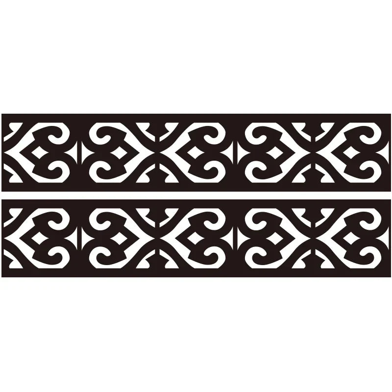 Black and white decorative edge and corner trim wall stickers featuring intricate scroll patterns