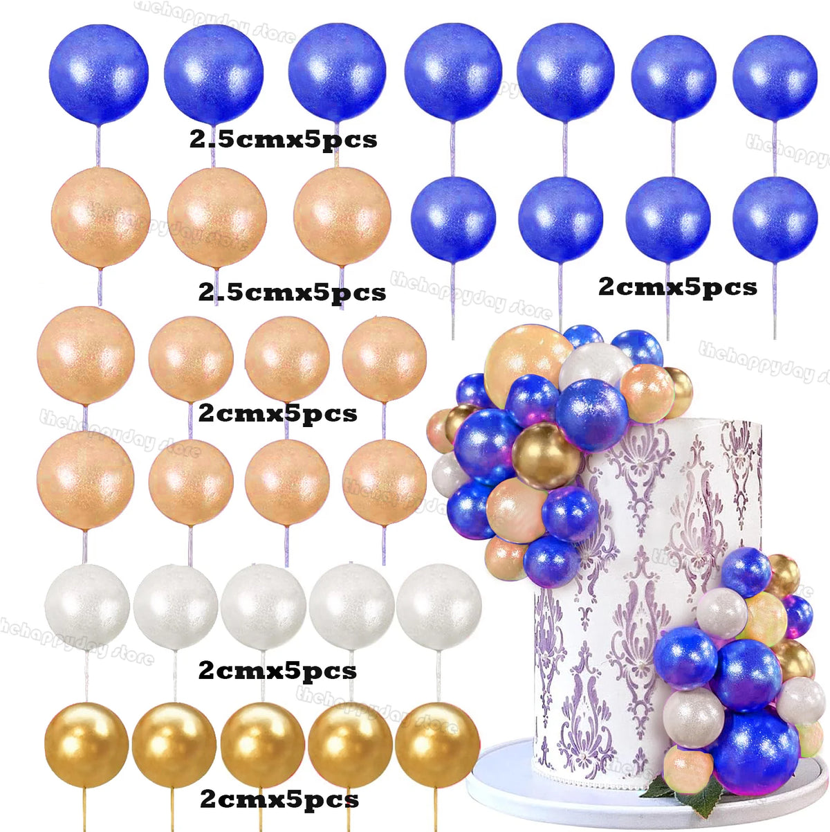 Pearl Green Cake Topper Balls Set