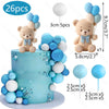 Blue air balloon bear cake toppers featuring foam balls and a bear figure
