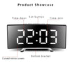 A black LED alarm clock display showing 22:03, featuring time-hour and time-min indicators.