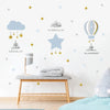Islamic Blue & Gold Hot Air Balloon Wall Stickers for Kids' Rooms