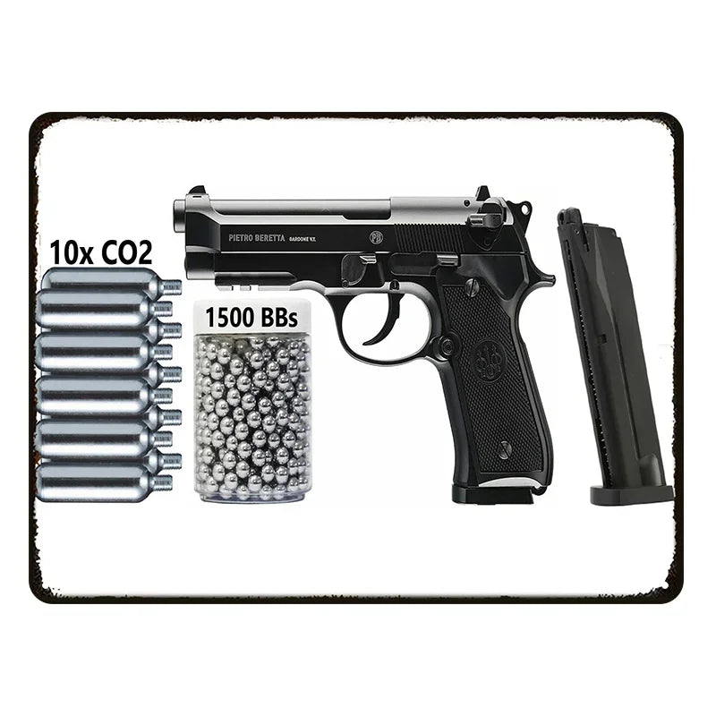 Vintage Beretta Pistol Metal Sign - Rustic Wall Art Decor