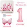 Pink balloon set featuring a large pink number balloon and a medium pink bow balloon.