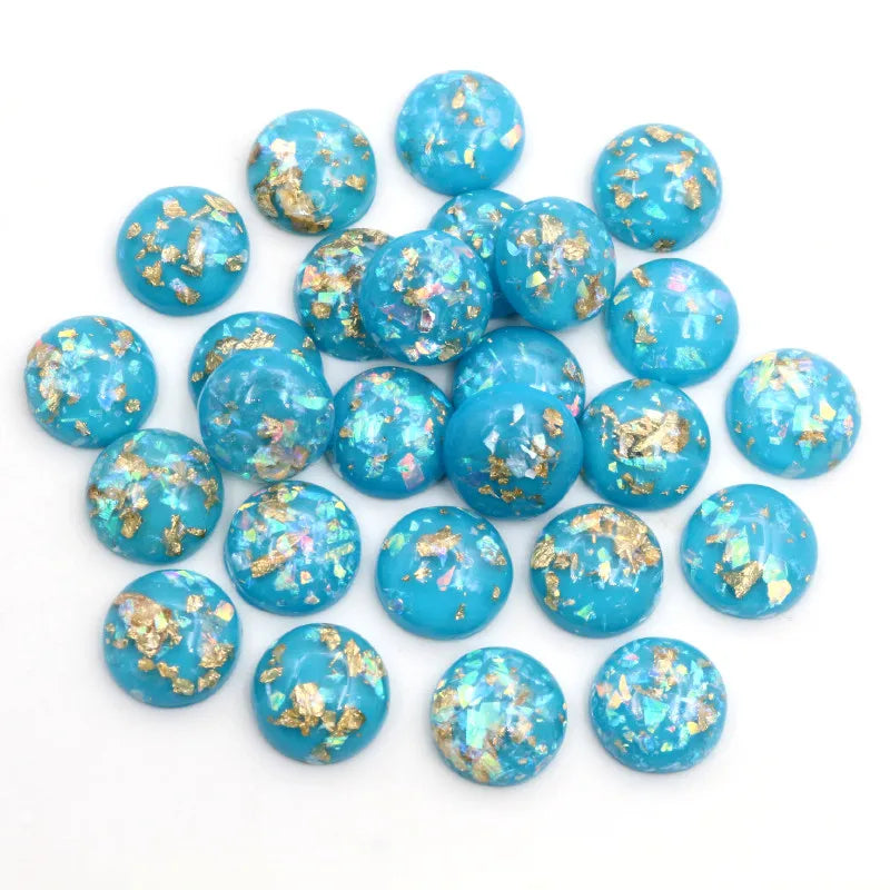 Mixed Color Resin Cabochons with Metal Foil Backing for Jewelry Making