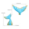 A set of mermaid tail cake toppers featuring blue and gold seashell and sea star decorations.