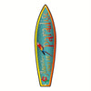A wooden wall decor sign shaped like a fish, featuring the text Another Day in Paradise and a colorful bird.