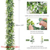 Artificial eucalyptus vine garland featuring delicate white flowers and green leaves