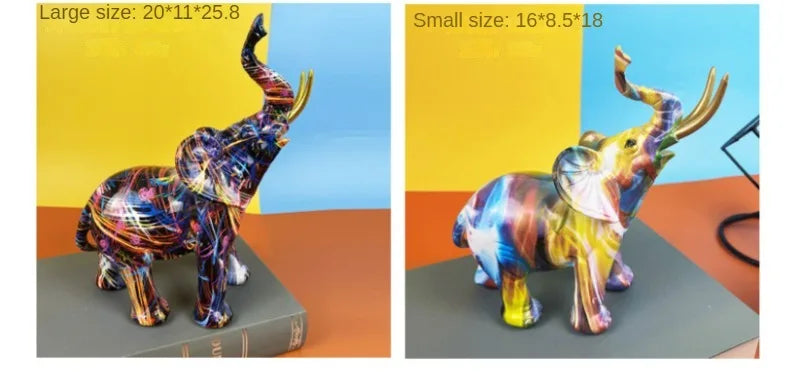 Colorful Elephant Resin Figurine for Home Decor