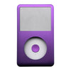 A purple iPod with the front faceplate removed, showing the clickwheel assembly.