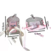 A silver lace PU card holder with a butterfly charm and pink ribbon bow keychain.