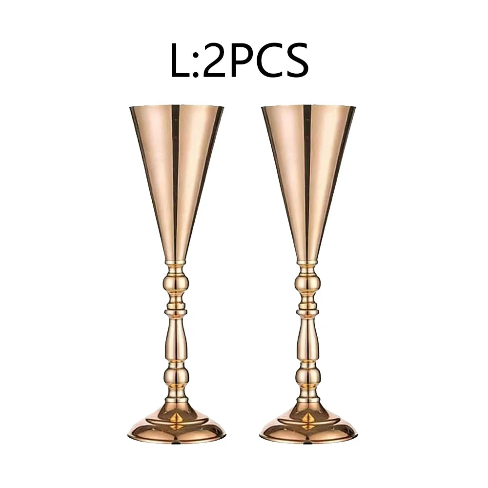 Gold Trumpet Vase Metal Flower Holder for Weddings & Home Decor