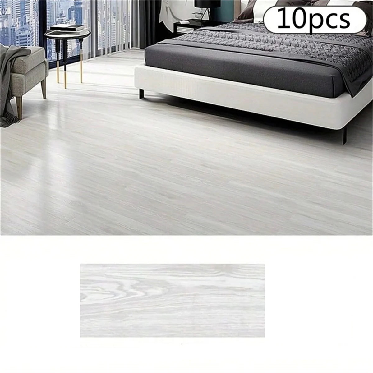 Self-Adhesive Wood Grain Floor Stickers (10-Pack)