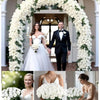 A series of photos showing velvet artificial roses in various arrangements and close-ups for weddings and home decor.