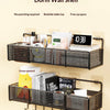 A black dorm wall shelf with multiple compartments for organizing study materials and personal items.
