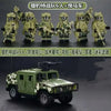 A set of military off-road jeep building blocks featuring six soldiers and accessories.