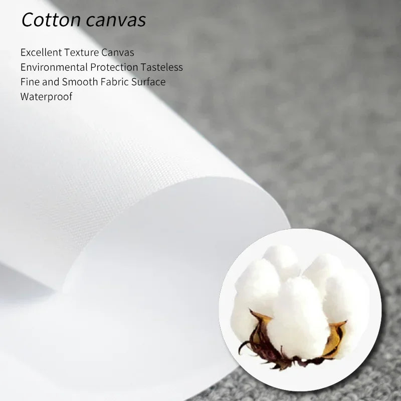 A close-up view of white cotton canvas material with fluffy white fibers.