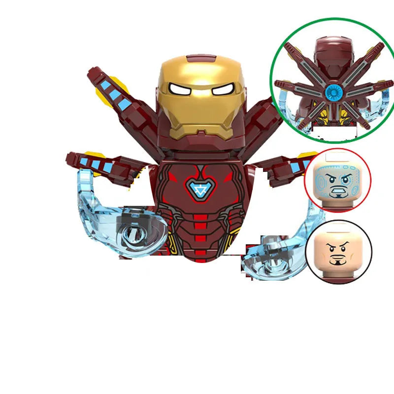 A detailed building block figure of a menacing armored character, complete with accessory parts and facial expressions.