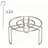 A stainless steel vertical skewer rack for an air fryer, with 24 skewers included.