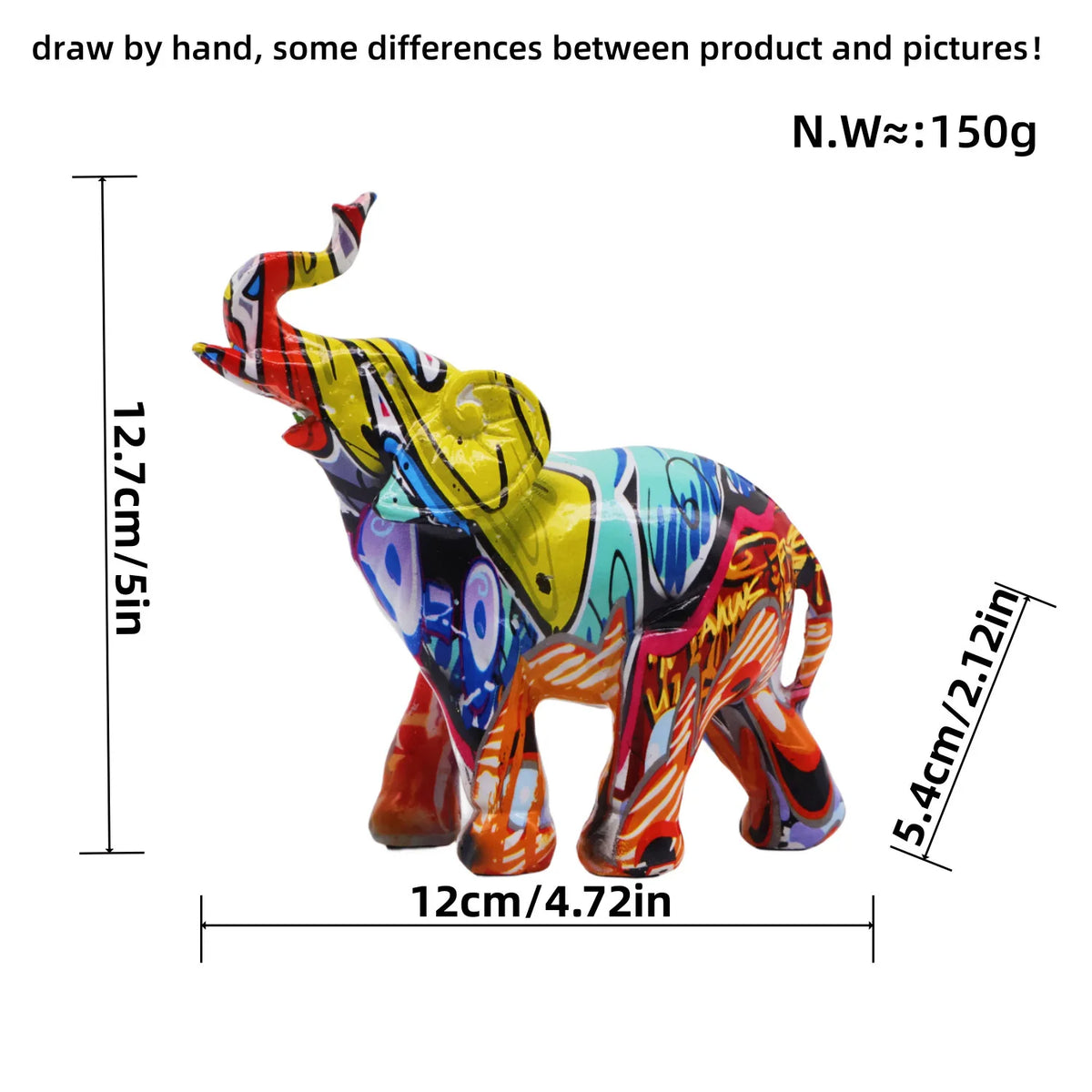 Colorful Elephant Resin Figurine for Home Decor