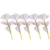 A set of rainbow artificial crystal flowers with gold stems for home decor