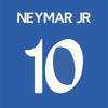 Wall art featuring the name and number 10 of Neymar Jr. on a blue background.