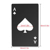 A black playing card shaped stainless steel bottle opener featuring an Ace of Spades design.