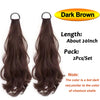 A set of dark brown heat resistant synthetic hair extensions, about 20 inches long.