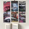 A collage of Japanese racing car posters featuring Toyota Supra and other performance vehicles.
