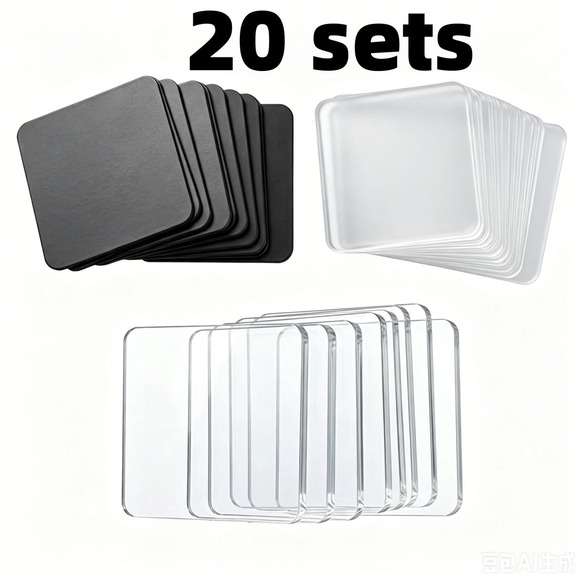20 sets of clear and black acrylic fridge magnets for craft projects