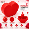 A bright red 3D printed heart shaped box with smooth edges and layer texture, presented as a premium gift.