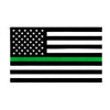 A black and white flag design featuring stars and horizontal stripes, with a green stripe across the middle.