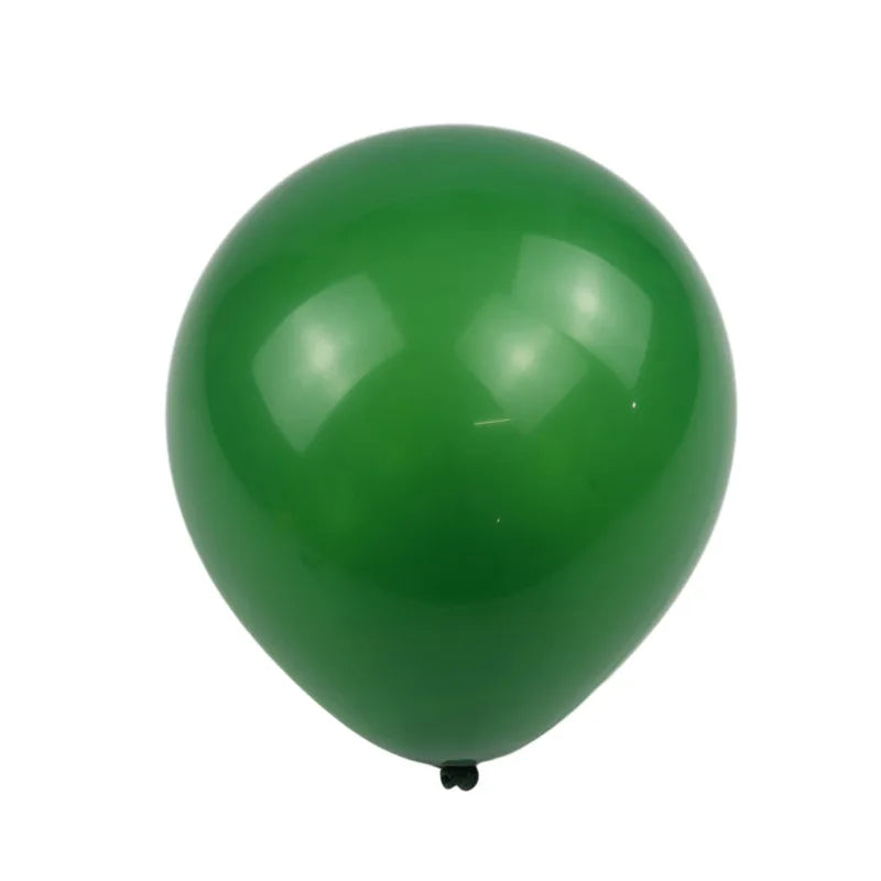 A single, glossy, spherical green latex balloon.