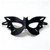 Black adjustable PU leather cat eye masquerade mask with pointed ears
