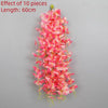 A vertical arrangement of 10 pieces of pink artificial wisteria flowers, measuring 60cm in length.