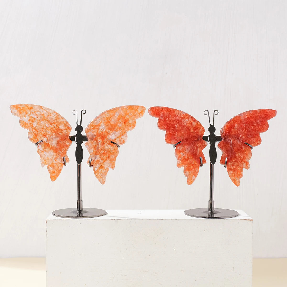Hand-Carved Natural Amethyst Crystal Butterfly Desk Ornament
