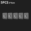 Five transparent self-adhesive wall hooks measuring 6x6cm.