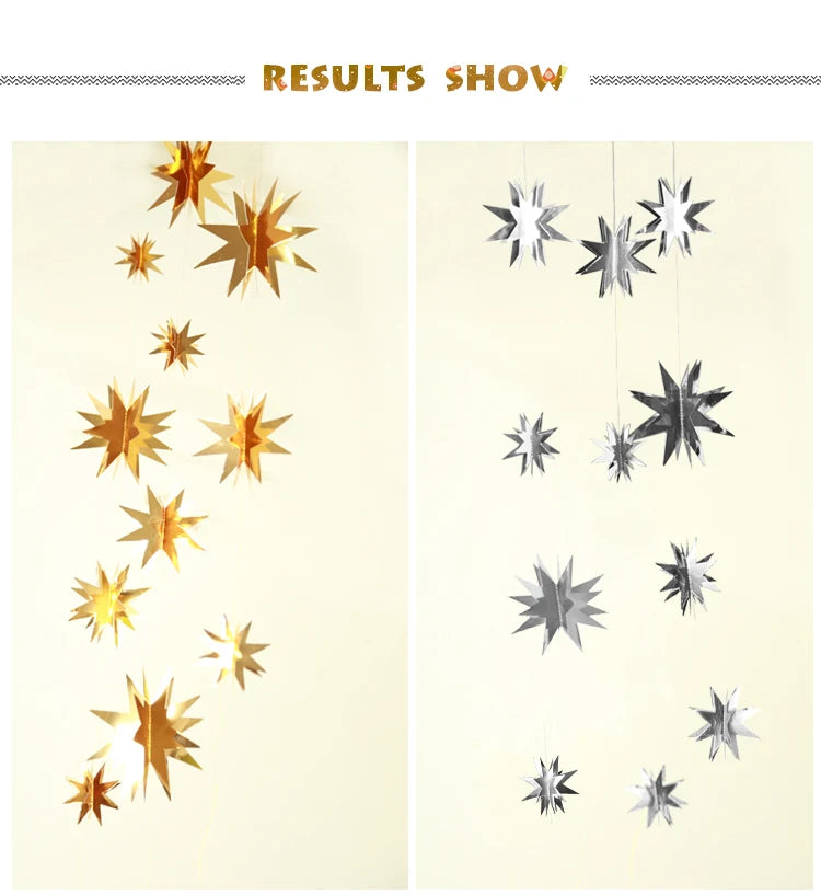 Gold Twinkle Star Paper Garlands