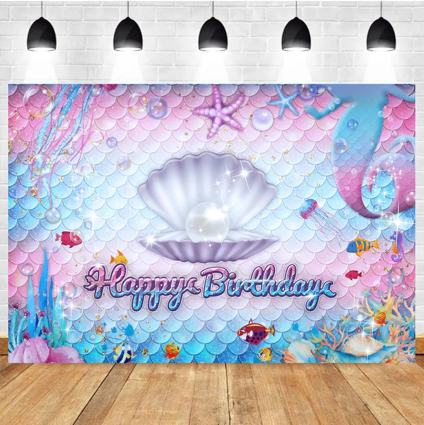 Purple Mermaid Birthday Party Supplies Kit for Girls