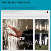 A hand is shown interacting with a stream of bright white sparks from a cold spark machine.