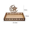 Bandeja de madera Eid Mubarak con diseño de estrella y luna creciente para decoración de Ramadán