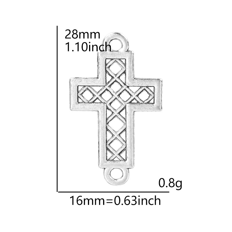 Silver cross charm measuring 28mm long and weighing 0.8g