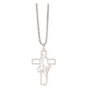 Silver stainless steel praying hands cross pendant necklace with a chain