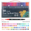 A set of 72 Dual Tip Brush Pens featuring various colors and tips for art and design work.