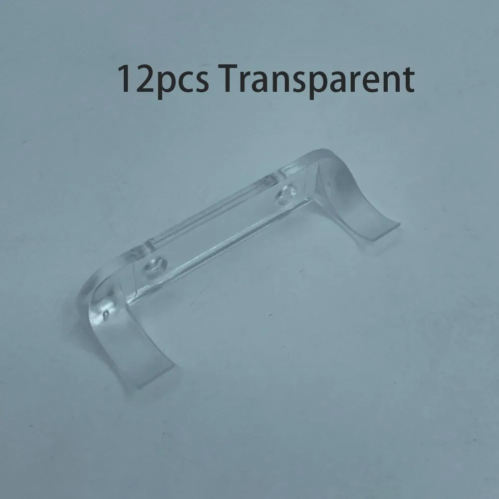Twelve transparent plastic wall mount display holders for die-cast car models.